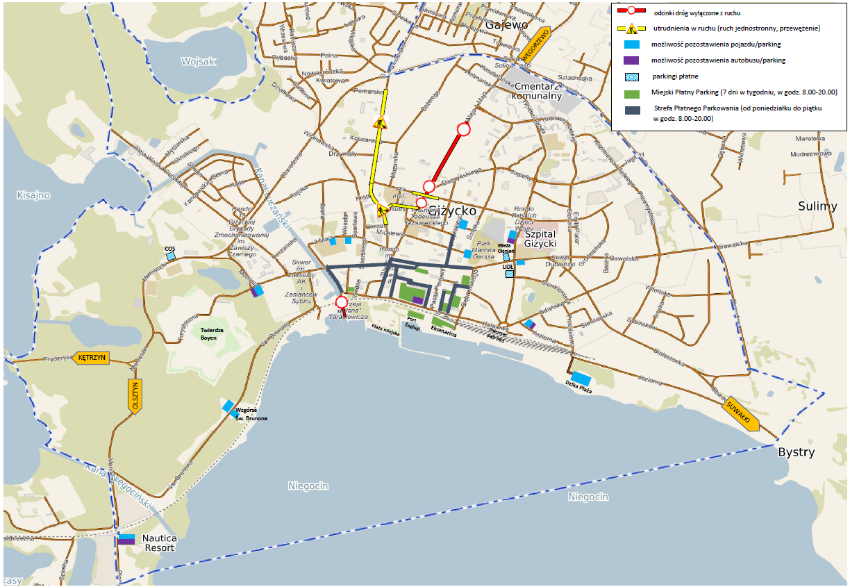 Mapa parkingów Giżycko